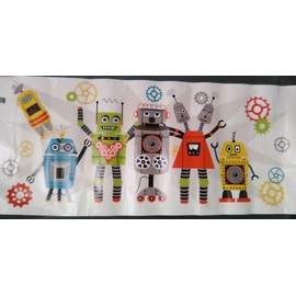 In Style Decals ROBOTS Wall Decals Kids Playroom Vinyl Peel & Stick Large 39"x17" USA MADE