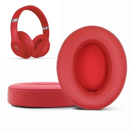 Replacement Ear Pads Cushions Compatible with Beats Studio 3.0/2.0, Headphone Ear Covers with High Density Memory Foam, Soft Leather, Adaptive Beats Headphones Replacement Earpads. (Red)