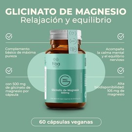 Glicinato de Magnesio 500 Mg C?psulas Veganas Tiba Salud | 60 Cápsulas, Alta Absorción, Relajación y Sistema Nervioso, Sin Gluten, Sin Lactosa