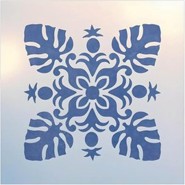 Hawaiian Quilt 5 Stencil Template - 7" x 7" - for Quilting, Fabric Painting, DIY Crafts, Tropical Home Decor, Reusable 10 Mil Mylar Plastic, Large Quilt Design - The Artful Stencil