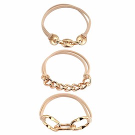 3 Pcs Bracelet Hair Ties Metal Chain Hair Bands Elastic Hair Ropes Ponytail Holder Hair Jewelry Accessories for Women and Girls (Gold)