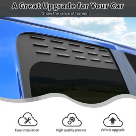 HTHE Rear Side Window Louvers Compatible with Dodge Ram 1500 2009-2017 Rear Window Louver Ventilation Panel Four-Door Version Black