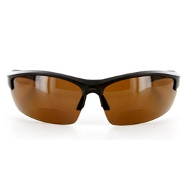 Aloha Eyewear Creekside Wrap-Around Polarized Bifocal Sport Safety Reading Sunglasses for Youthful, Active Men and Women (Black/Amber +2.50)