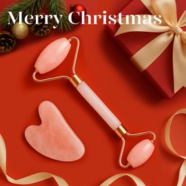 BAIMEI IcyMe Jade Roller & Gua Sha, Face Roller Redness Reducing Skin Care Tools, Self Care for Men Women, Massager for Face, Eyes, Neck, Relieve Fine Lines and Wrinkles - Rose Quartz