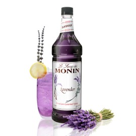 Monin - Lavender Syrup, Aromatic and Floral, Natural Flavors, Great for Cocktails, Lemonades, and Sodas, Non-GMO, Gluten-Free (1 Liter)