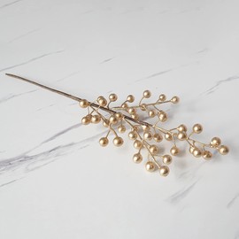 Michelle's aDOORable Creations Gold Metallic Berry Spray, 27 Inch Christmas Tree Topper, Holiday Floral Stem, Wreath, Garland and Tree Filler Pick