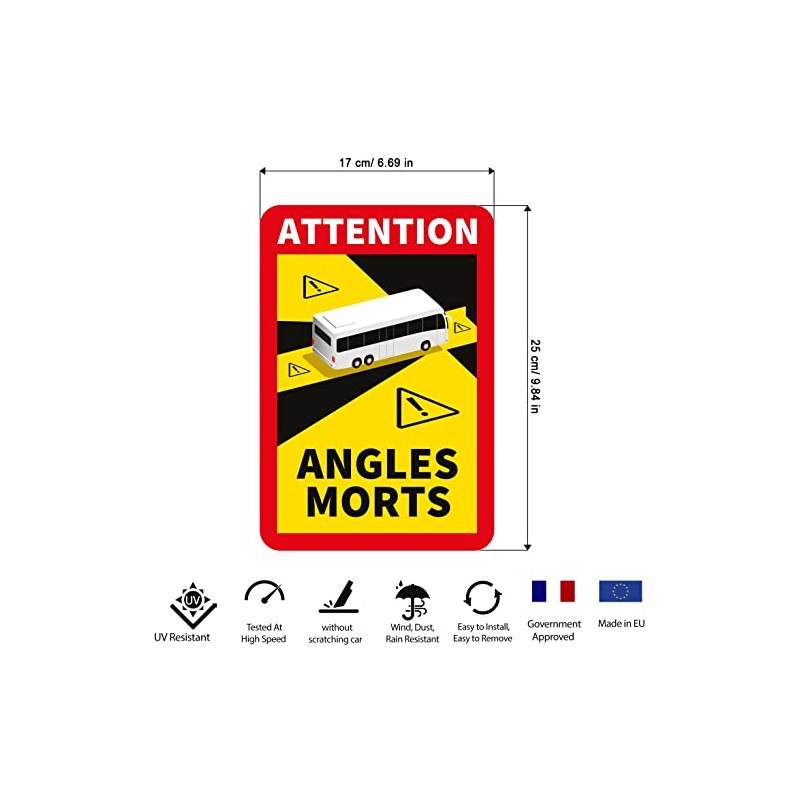 lepni.me 10 Pieces Bus Angles Morts Stickers for France |