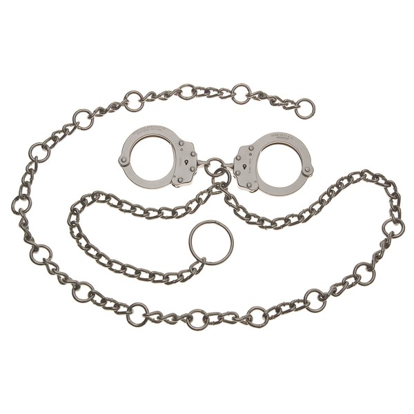 Peerless Handcuff Company, Waist Chain, Model 7003, Waist Chain - 52" - Handcuffs Together Connected at Navel - Nickel Finish
