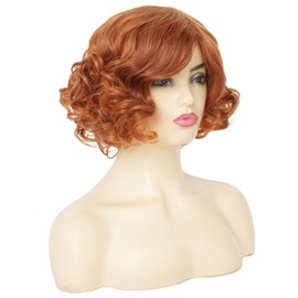 Siudus Orange Short Curly Wigs for Women Honey Blonde Side Part Hair Wig Heat Resistant Fibre Daily Cosplay wig