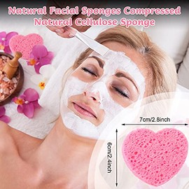 50 Piezas de Esponjas de Limpieza en Forma de Corazón para Cara Esponjas Faciales Comprimidas Esponja de Maquillaje de Corazón Rosa Esponjas Cosméticas para Spa Lavar Exfoliar Desmaquillador