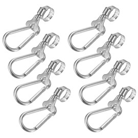 M METERXITY 8-Pack Flag Pole Rings 0.5-0.7 Inches, Adjustable Flag Pole Clips W Flagpole Clamp to Hold Flag, Stainless Steel Flagpole Clips Grommet Rings for Garden/Boat/Vehicle/Yacht