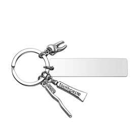 Jovivi Tooth Brush Toothpaste Keyring with Engraving Key Ring Keychain Dentist Dentist Dentist Aid Gift
