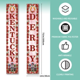 Kentucky Decorations Outdoor Horse Racing Run for The Rose Porch Sign Banner Churchill Downs Day Party Decorations and Supplies for Home-12×71''