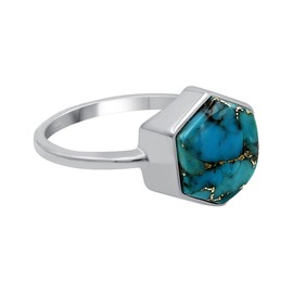 Blue Copper Turquoise Ring For Women Sterling Silver, Blue Copper Turquoise Solitaire Ring Sterling Silver, Sterling Silver Ring Size 9, stone, blue copper turquoise