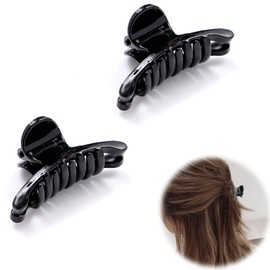 Liroyal Hair Clips, Mini Small (Set of 2), Women's, Hair Clips, Hair Accessories, Hair Arrangement, Simple, Lightweight, Office, Black