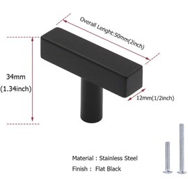 homdiy 25Pack Cabinet Knobs Black Drwaer Knobs - HDJ22BK Kitchen Cabinet Hardware Black Square Cabinet Knobs for Dresser Drawers