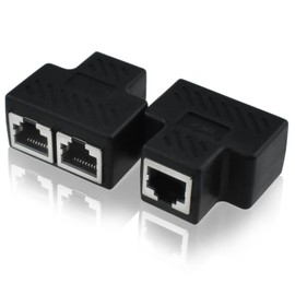 UBANU 2 Pcs RJ45 Splitter Adapter, Ethernet Splitter 1 to 2, LAN Splitter Adapter for Cat5 Cat5e Cat6 Cat7 Cable (2 Devices Simultaneously Networking)