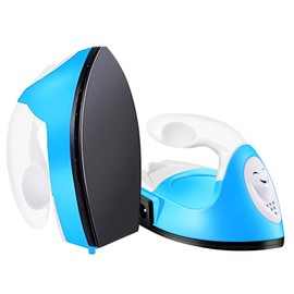 Mini Heat Press Small Iron Portable Heat Press Machine Mini Craft Iron with Charging Base Accessories for DIY T-Shirts, Shoes, Bag and Hats Heat Transfer Vinyl Projects (Blue)