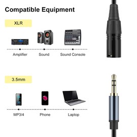 ZIWAI 3.5mm to XLR Cable 2 Pack, 3.5mm 1/8 inch TRS Stereo Male to XLR Male Cable with Tablet,Laptop and More, 3Feet