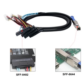 Heretom 2PCS 3.3FT Internal HD Mini SAS SFF-8644 to 4 x SFF-8482 Cable with IDE Power Cable