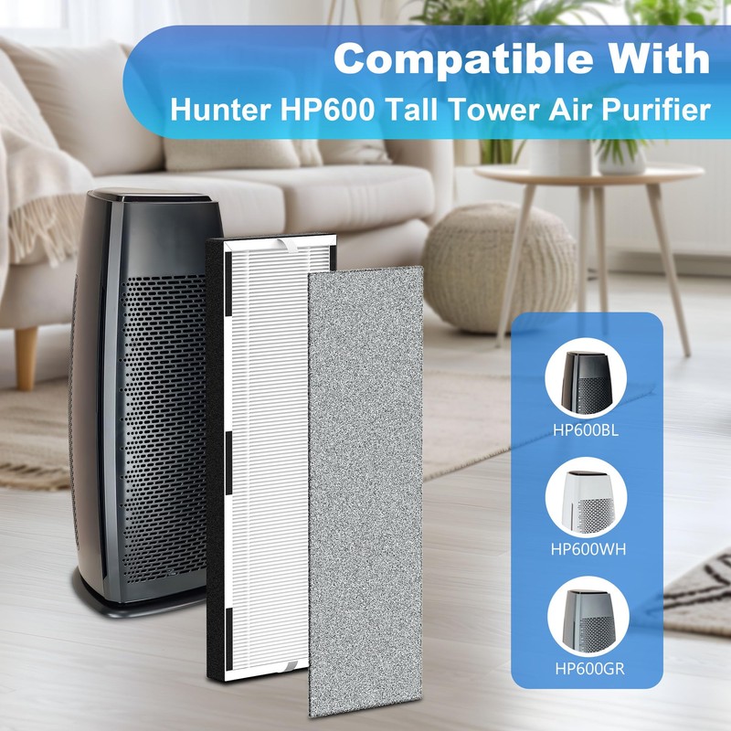 HP600 Replacement Filter Compatible with Hunter HP600 Air Purifier Series,