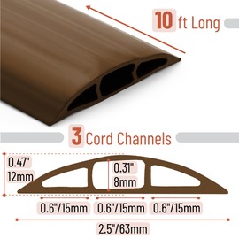 Bates- Floor Cord Cover, 10ft Cable Cover, Brown Extension Cord Cover Floor, Cord Protector, Floor Cable Cover, Cord Hider Floor, Cable Cover Floor, Cable Floor Cover, Cable Covers for Cords