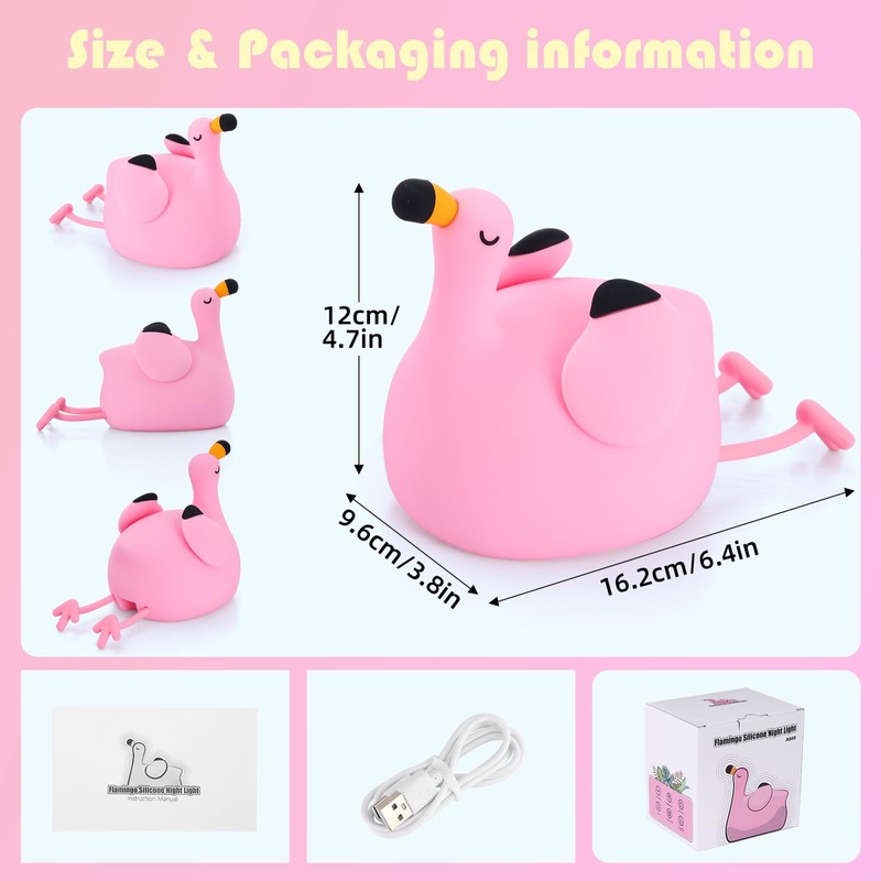 YISUN Flamingo Night Light for Kids, Soft Silicone Nursery Night