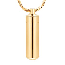 Cremation Jewellery for Ashes Pendant Urn Necklace Cylinder with Glass Vial Keepsake Ash Memorial Jewellery, Stainless Steel, No Gemstone