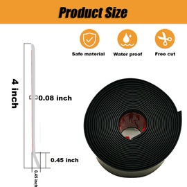 SHOWMEMY Vinyl Wall Base Baseboard Molding Trim, Self-Adhesive Rubber Wall Base Molding, Flexible Baseboard Molding Trim, Peel and Stick Wall Base Cove Base .4 Inch x 20 Feet(Black)