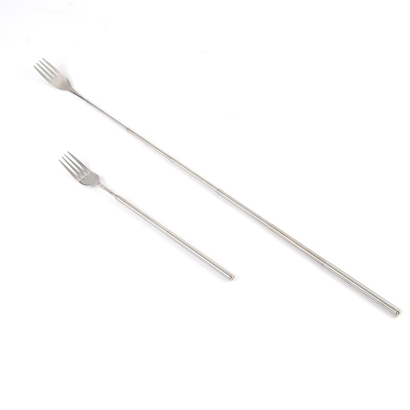 23cm-63cm Extendable Fork, Long Handle Extending Funny Stainless Steel Tablewar,