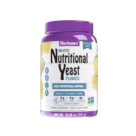 Bluebonnet Nutrition Non-Bitter Nutritional Yeast Flakes - Plant-Sourced Protein, B Vitamins & Vitamin D - Non-GMO, Vegan, Kosher, Gluten-Free, Soy-Free - 10.58 oz, 30 Servings
