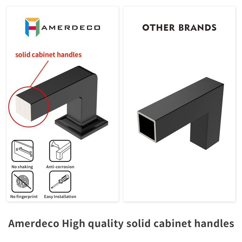 Amerdeco 10 Pack Matte Black Cabinet Pulls 5 Inch(128MM) Hole