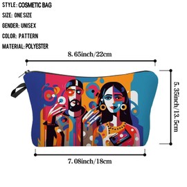 Livel lhood Modern Abstract Makeup Bag Cute Small Organizer Zipper Pouch Modern Abstract Cosmetic Bag Birthday Present for Women Friends -5