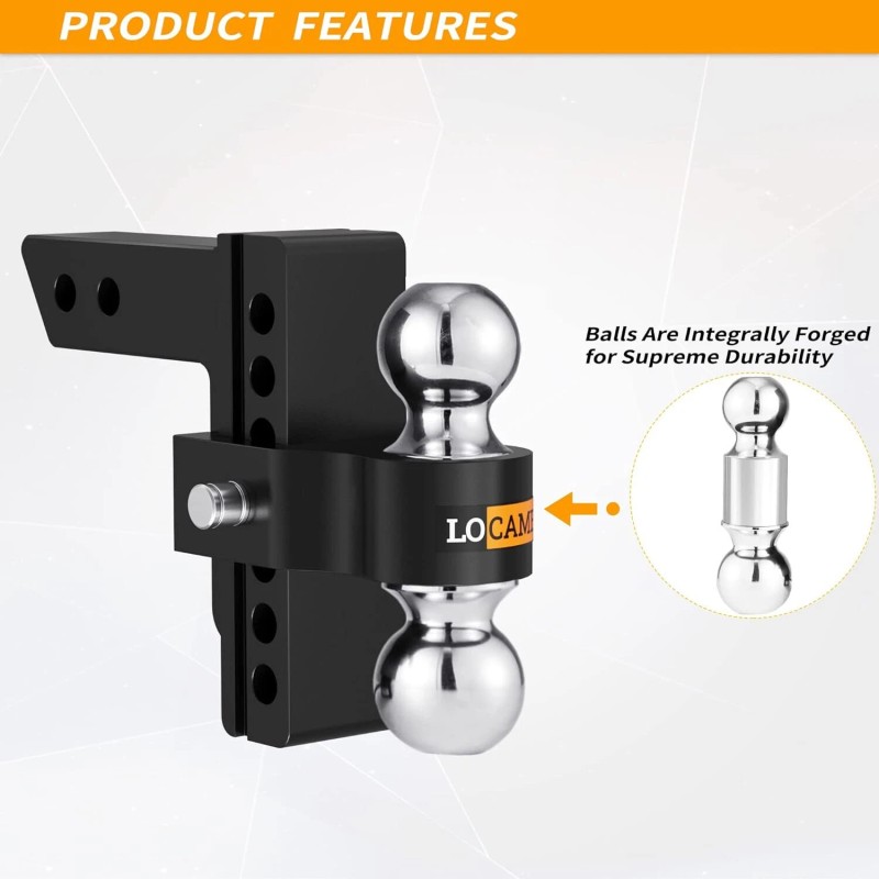 LOCAME Adjustable Trailer Hitch 2-Inch Receiver 6-Inch Drop/Rise Tow Hitch