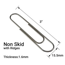 HAHIYO Paperclips Nonskid Extra Large Sturdy 3” Length Paper Clips with Ridges Non Skid Heavy Duty Tight Grip Thick Rust Proof Reusable Metal Bright Silver for Home Office School 40 Pack