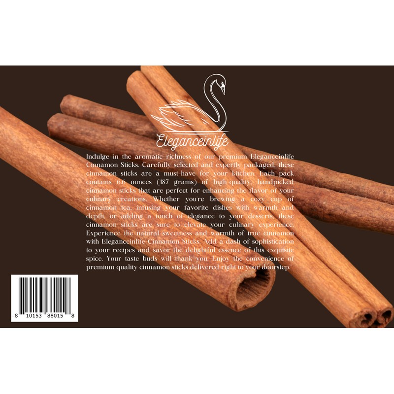 Eleganceinlife Cinnamon Sticks 6.6 oz (187g) Halal Kosher Packed in