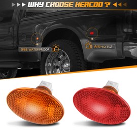HERCOO Dually Bed Fender LED Side Marker Lights Front Rear Lamps Compatible with Ford 1999-2010 F350 F450 F550 Super Duty, Smoke
