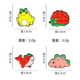 lihonzhi 4pcs Cartoon Cute Fruit Animal Set Brooch Pin Enamel Pin Decorative Brooches Ornaments Lapel Bag Badges Jewelry Gifts