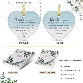 Thank You Ceramic Ornament - Appreciation Gift for Women - Thank You Gift for Coworker, Friend, Teacher, Boss, Employee,Christmas Ornament