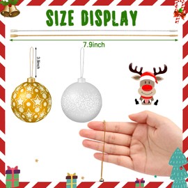 JUNEBRUSHS 600Pcs Christmas Ornament Hooks, Ornament Hangers with Snap Ornament String for Christmas Tree Holiday Party Hanging Decorations Ropes Easy and Fast Locking (Gold Silver)