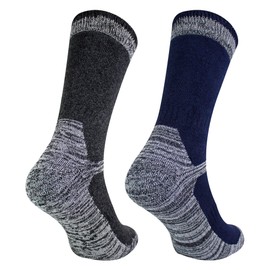 4 Pack Mens Reinforced Cotton Industrial Wear Outdoor Work Socks for Steel Toe Cap Boots (6-11 UK, Grey/Navy)