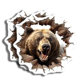 Bear 3D Effect Stickers - Animal Stickers - Wall Decor Stickers - Vinyl Stickers - 2 Pack - 5" On Longest Side - Made in USA - PLDFS4201
