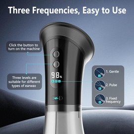 Ear Wax Removal-IPX7 Waterproof Ear Cleaner-Electric One-Piece Rechargeable-9 Cleaning Ways&Super Battery-Safe Efficient Ear Irrigation Flushing System（Black）