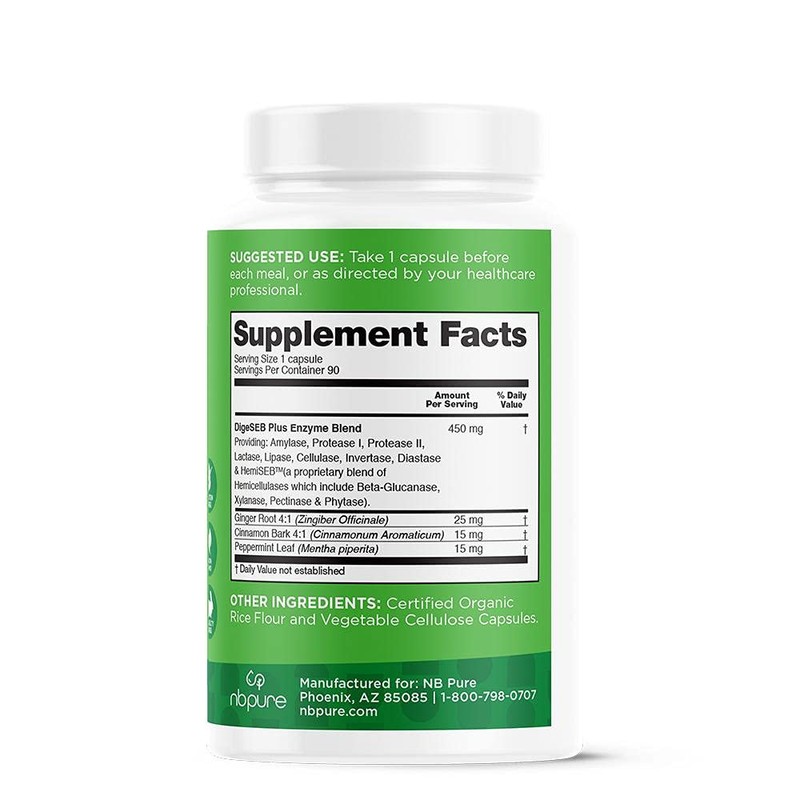 Nbpure Vegan Digestive Enzyme Complex – Daily Bloating, Gas, &