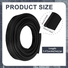 BENECREAT 5m/5.5 Yards Black Awning Rail Piping, 8mm Double Flap Awning Tent Piping Insert with Solid PVC Core for Rv, Tarps, Camping Tent Accessories