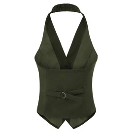 Belle Poque Plus Size Vest for Work Vintage Army Green Button Down Suit Waistcoat(Army Green,2XL)