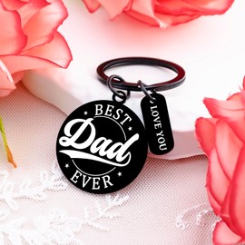 AOBIURV Fathers Day Keychains Gift for Dad Best Dad Ever Birthday Gifts from Daughter Son Present for Him New Dad Gifts First Time Birthday Gift for Valentines Day Cool Metal Keyrings Jewelry
