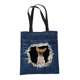 Bang Tidy Clothing Chihuahua Gifts for Dog Lovers Owners - Shopper Shoulder Tote Bags for Women - Reusable Shopping Bag for Groceries, Gift bags, Book Bag, Travel Bag - Polyester Cloth Fabric