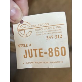 Homemade Vintage Jute Macrame Hanging Plant Wood Beads 55" Cottagecore Retro Granny USA