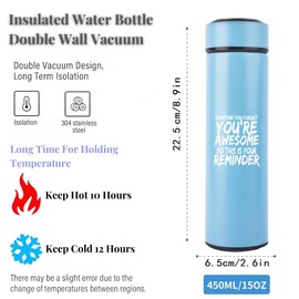 Inspirational Gifts for Women - Thank You Gifts for Girls, Funny Christmas, Birthday Gifts for Best Friends Female, Coworker, Employee, Daughter, Boss-15oz Coffee Insulated Bottles (Light Blue)